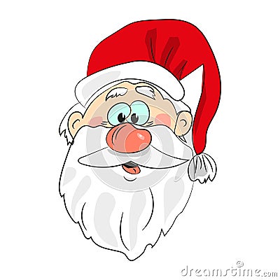 Vector illustration of cheerful Santa Claus isolated face. Cartoon Illustration