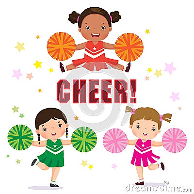 Vector illustration of cheerleader with Pom Poms Vector Illustration