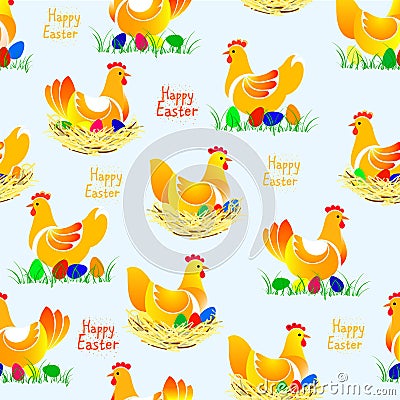 Vector illustration of chicken seamless pattern Vector Illustration