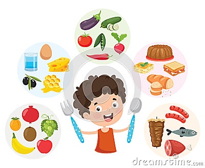 Vector Illustration Of Children Food Concept Vector Illustration