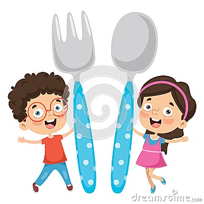 Vector Illustration Of Children Food Concept Vector Illustration