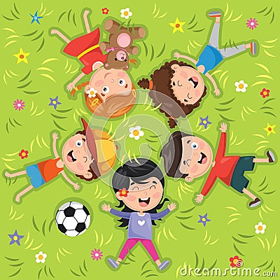 Vector Illustration Of Children Lying Vector Illustration