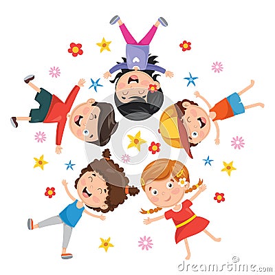 Vector Illustration Of Children Lying Vector Illustration