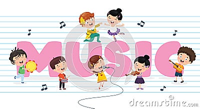 Vector Illustration Of Children Music Background Vector Illustration