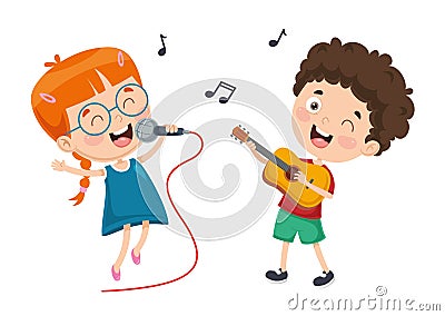 Vector Illustration Of Children Music Vector Illustration