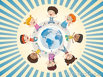 Vector Illustration Of Children Playing Around The World Vector Illustration