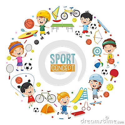Vector Illustration Of Children Sports Concept Design Vector Illustration