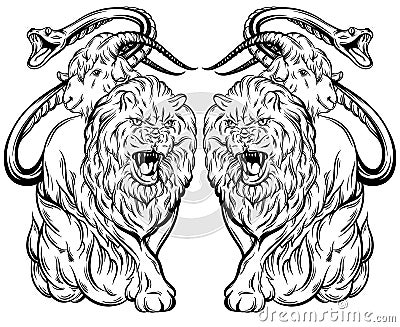 Vector illustration of chimera made in hand drawn style. Vector Illustration