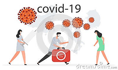 Coronavirus nCoV COVID-19 People China virus Map Vector Illustration
