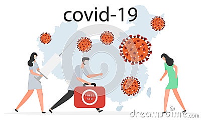 Coronavirus nCoV COVID-19 People China virus Vector Illustration