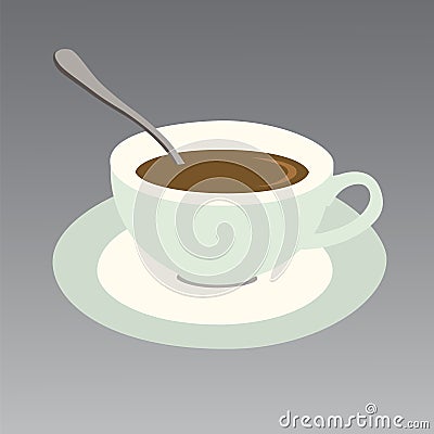 Vector illustration of a chocolate cup with saucer and spoon Vector Illustration