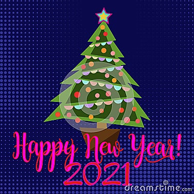 Illustration Christmas tree new year 2021 Vector Illustration