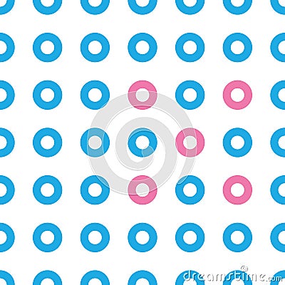 Circle pattern. Vector illustration of circles and zeroes seamless pattern. Noughts and crosses background Vector Illustration