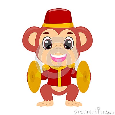 Vector Illustration of a Circus Monkey playing Cymbals Vector Illustration