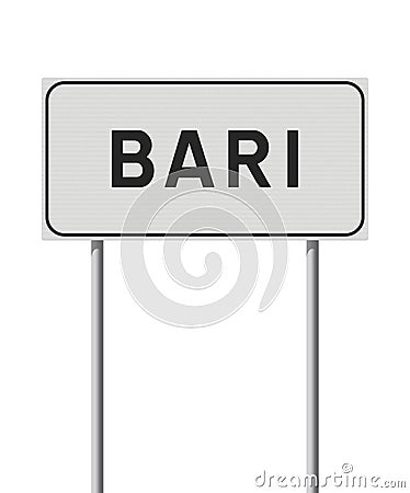 Bari City road sign Cartoon Illustration