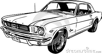 Classic Ford Mustang Illustration Vector Illustration