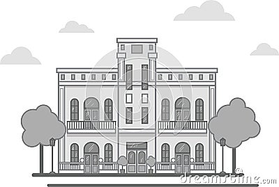 Classic style house with columns Vector Illustration