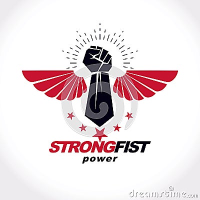 Vector illustration of a clenched fist raised up. Vector Illustration