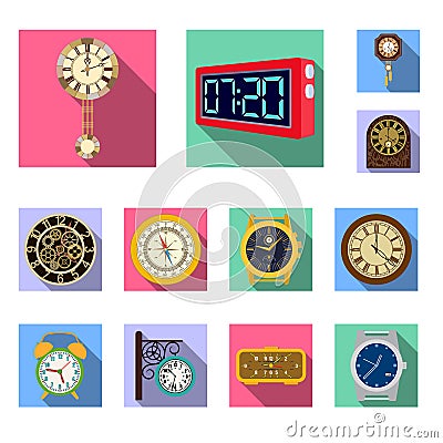 Vector design of clock and time logo. Collection of clock and circle vector icon for stock. Vector Illustration