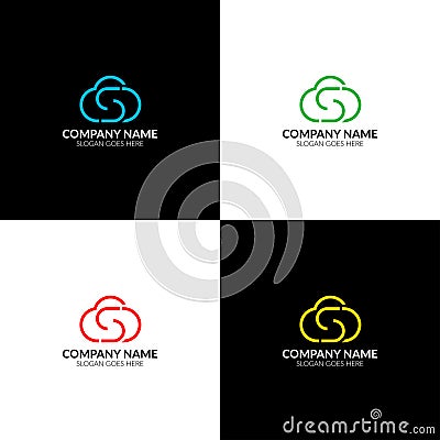 Vector illustration. Cloud logo with letter s, icon flat and vector design template. Vector Illustration