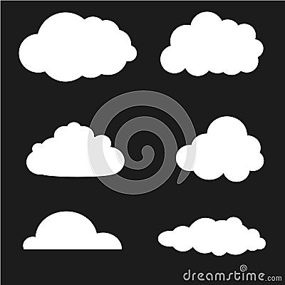 Vector illustration of clouds collection. White Vector Illustration