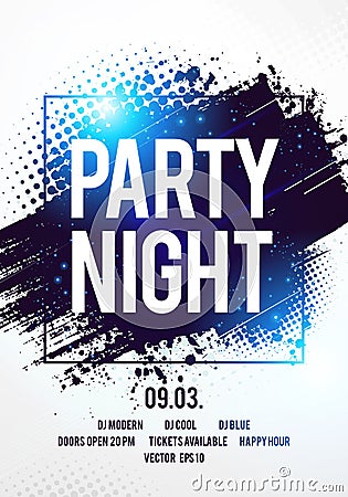 Vector illustration club disco party night flyer dancing event template with colorful background Vector Illustration