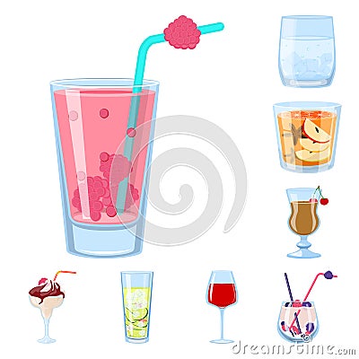 Vector design of cocktail and drink icon. Collection of cocktail and ice stock vector illustration. Vector Illustration