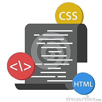 Vector illustration. Code optimization. Flat computing background. Programming and coding. Web development and search. Search Vector Illustration