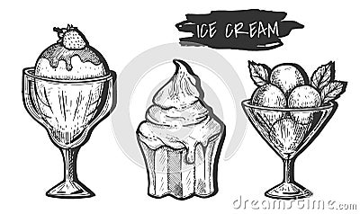 Cold refreshing ice creams set Vector Illustration