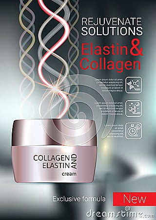 Vector Illustration with Collagen and Elastin cream Vector Illustration