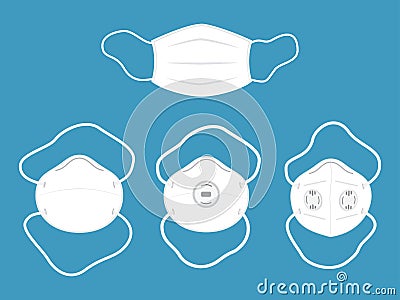 Vector illustration of collection Medical mask or Protective mask Cartoon Illustration