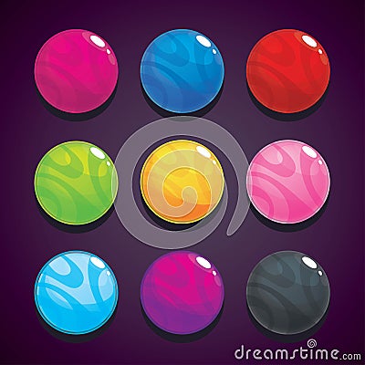 Color bubbles, balls set on the dark background for game design. Vector Illustration