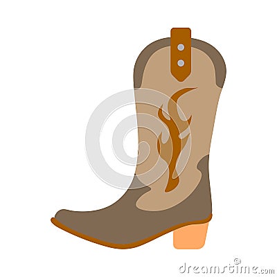 Vector illustration color icon with simplified leather cowboy boots. Wild west cowboy authentic symbol. Background Vector Illustration