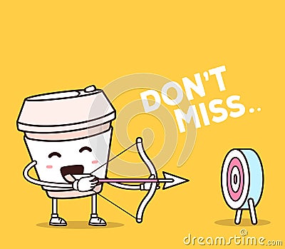 Vector illustration of color smile takeaway coffee cup shooting Vector Illustration
