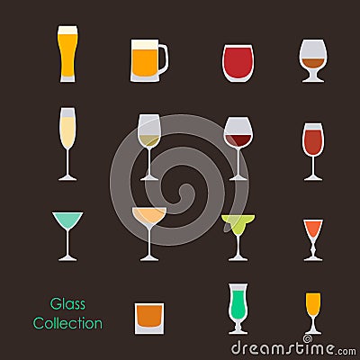 Vector illustration of color wine glasses set Vector Illustration