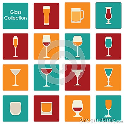 Vector illustration of color wine glasses set Vector Illustration