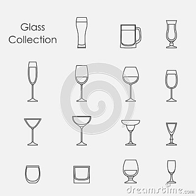 Vector illustration of color wine glasses set Vector Illustration