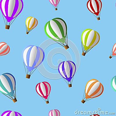 Vector illustration of colorful air ballons flying on the light Vector Illustration
