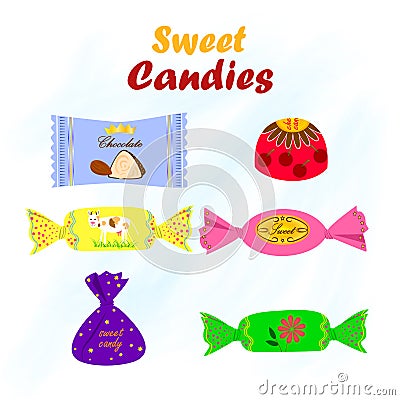 Vector illustration of colorful candies Cartoon Illustration