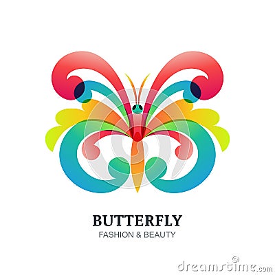 Vector illustration of colorful decorative butterfly. Vector Illustration