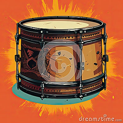 Vector illustration of a colorful drum Cartoon Illustration