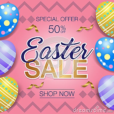 Vector Illustration for Easter day sale banner Vector Illustration