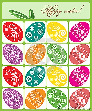 Vector illustration. Colorful Easter Eggs Cartoon Illustration