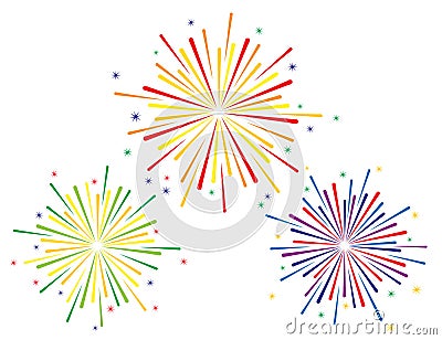 Vector illustration of colorful fireworks set Vector Illustration