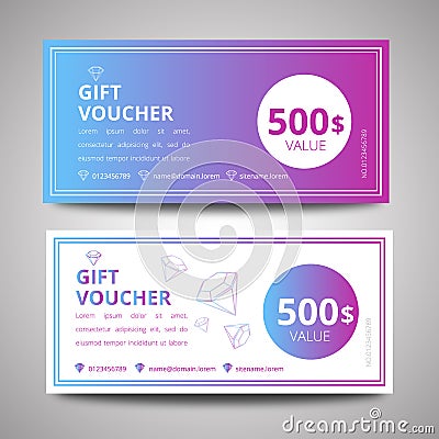 Vector illustration, colorful Gift voucher template, gift voucher certificate coupon design template Vector Illustration