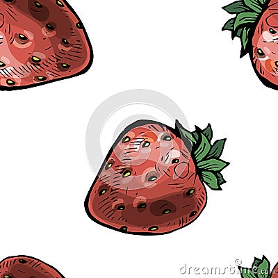 Vector Illustration colorful strawberry seamless pattern on white background Vector Illustration