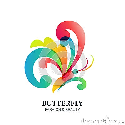 Vector illustration of colorful transparent butterfly. Vector Illustration