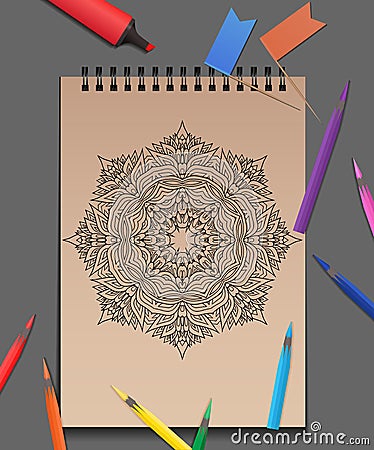 Vector illustration of coloring adults mandala Vector Illustration