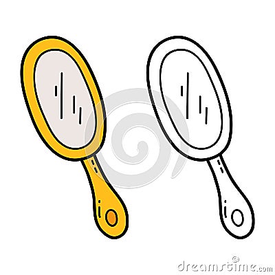 Coloring page of doodle mirror Vector Illustration