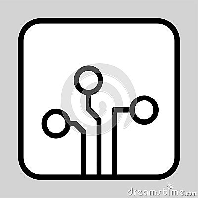 Vector illustration of computer circuit chip icon - Linear style button Vector Illustration